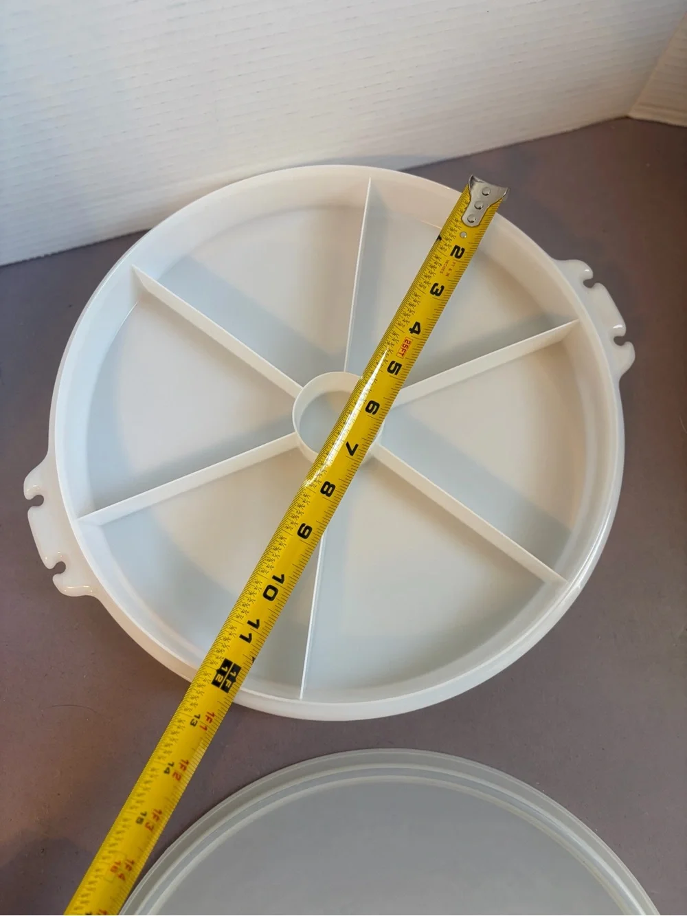 Vintage Tupperware Round Divided Serving Tray with Lid